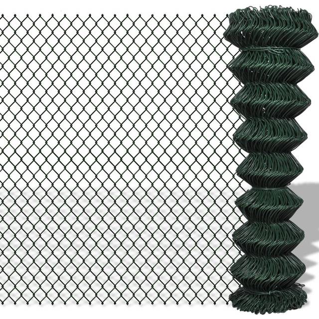 vidaXL Chain Link Fence Steel 1x25 m Green