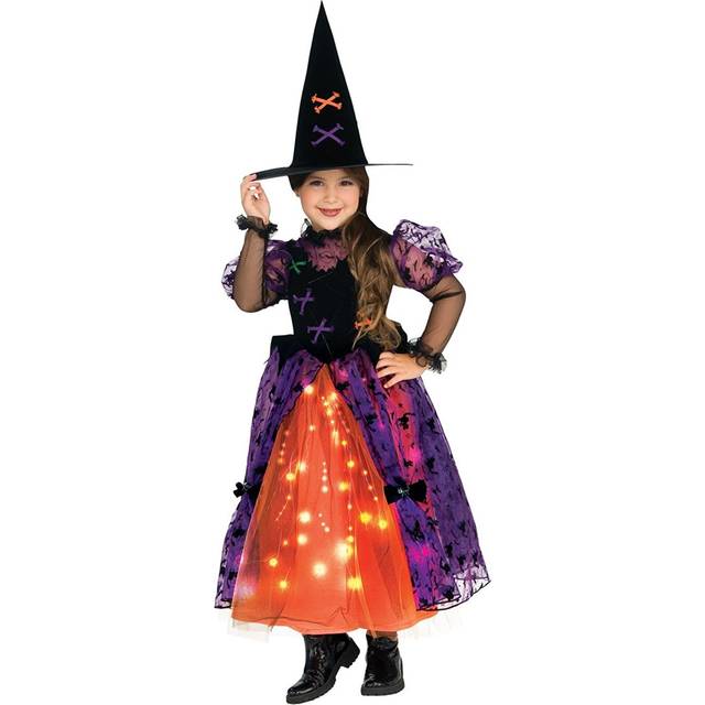 Sparkle Witch Girl's Costume - Black&#47;Orange&#47;Purple (M)