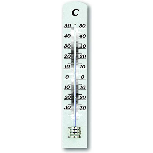 TFA Dostmann Analog inomhustermometer, 12.1003.09, rumstermometer, hög noggrannhet, tillverkad av bokträ, vit