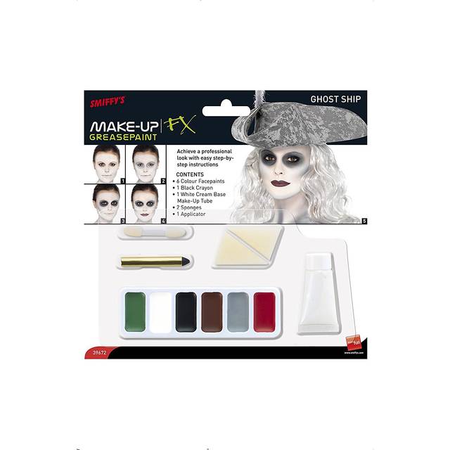Black & White Ghost Ship Make Up Kit - Pirate Halloween Fancy Dress Paint Face -  ghost make up ship pirate halloween fancy dress paint kit face