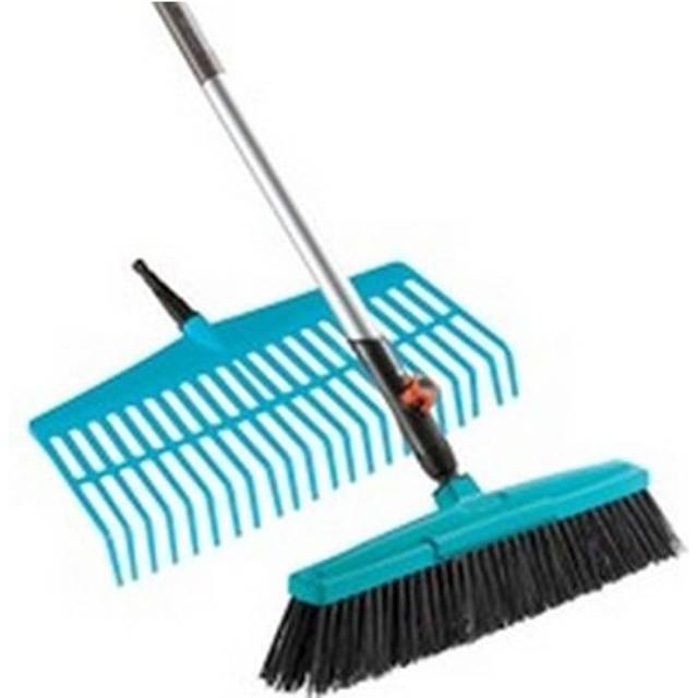 Gardena Combisystem Lawn Rake, Road Broom & 130cm Wooden Handle