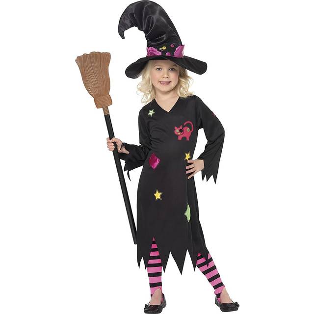 Smiffy's Children's Cinder Witch Costume, Dress, Hat & Tights, Ages 7-9, -