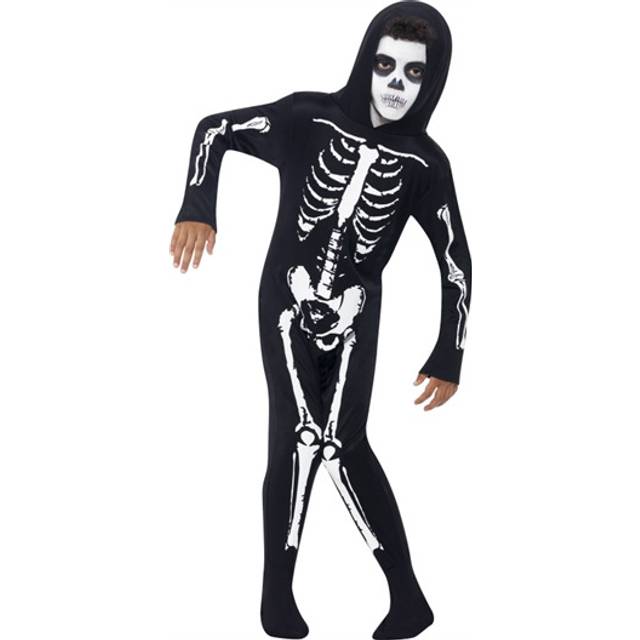 Skeleton jumpsuit + hood boys fancy dress halloween childrens kid costume outfit