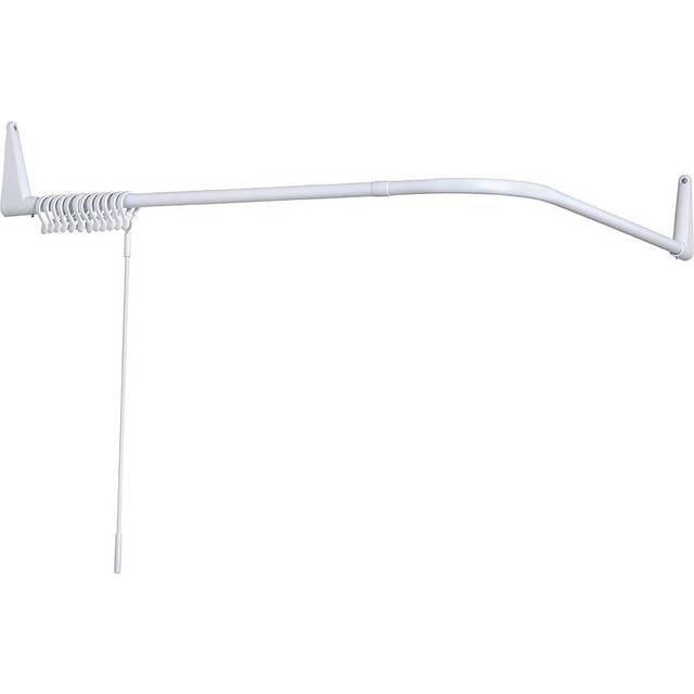 Angled Shower Rail 70x90, 90x140 or 70x160 cm, Wall Mounted for Corners or Bathtubs, Mounts without Ceiling Support, White PVC-free Plastic Coating,