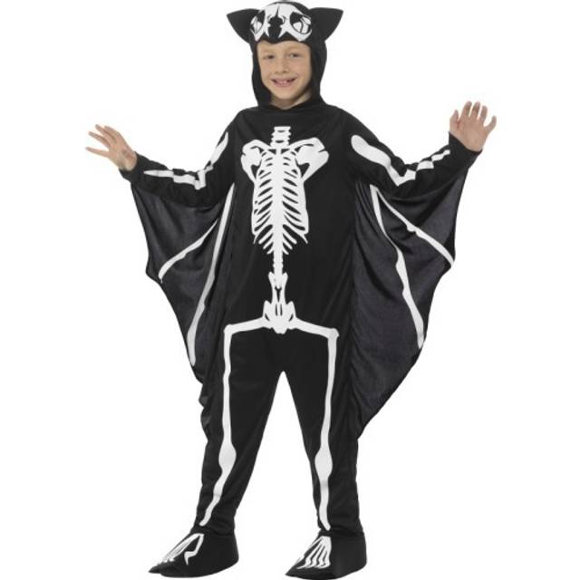 Bat Skeleton Costume, Black, with Hooded Bodysuit & Attached Wings