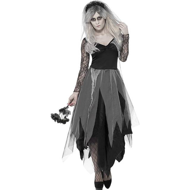 Smiffy's Adult Women's Graveyard Bride Costume, Dress And Rose Veil, Legends Of -