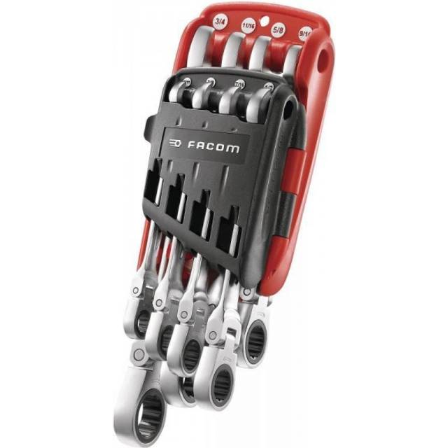 Facom 467F 8 Piece Flexible Ratchet Combination Spanner Set Imperial