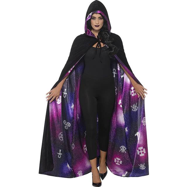 Deluxe Reversible Galaxy Ouija Cape, Black & Purple, Unisex -  deluxe reversible galaxy ouija cape adults gothic halloween costume accessory