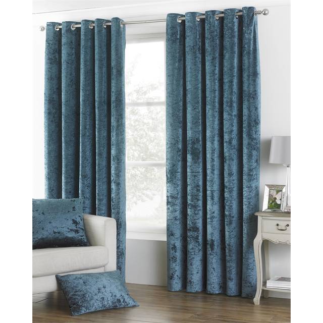 Paoletti Verona Crushed Velvet Ringtop Eyelet Curtains (Pair) Polyester Silver (168X183Cm), Silver