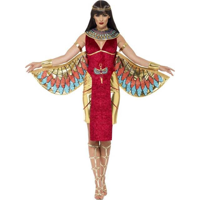 Uk 16-18 Red Ladies Egyptian Goddess Costume -  egyptian goddess costume fancy dress ladies womens queen cleopatra outfit