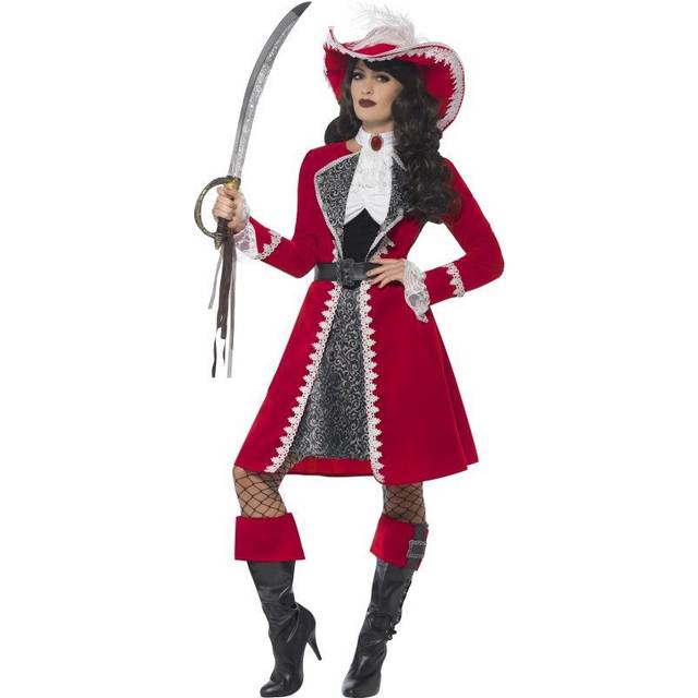 Smiffy's Women's Deluxe Authentic Lady Captain Costume, Dress, Jacket, Neck Tie -  costume captain fancy dress deluxe pirate authentic lady womens