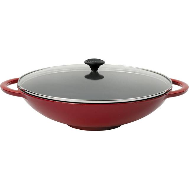 Chasseur Wok With Glass Lid - Chilli Red, Red