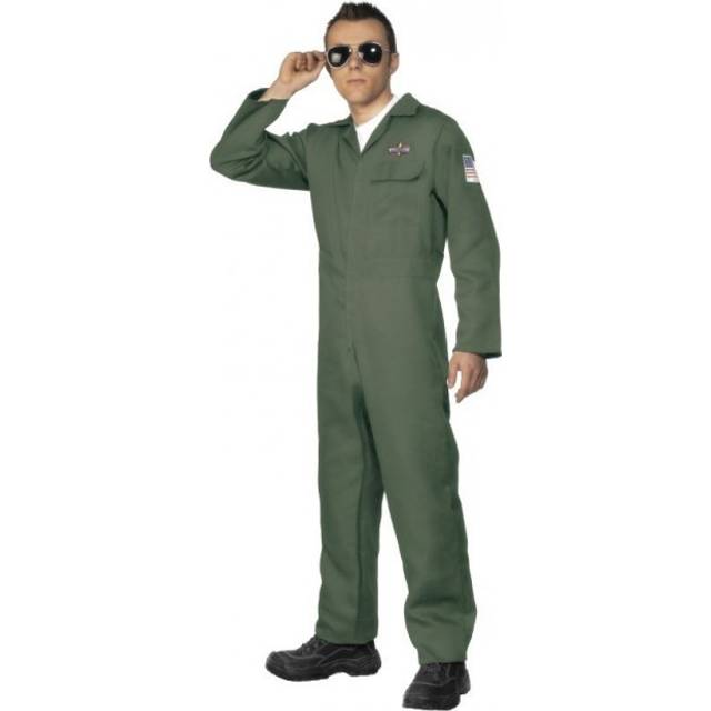Faschings Kostüm Aviator Overall Karneval grün Restposten XL