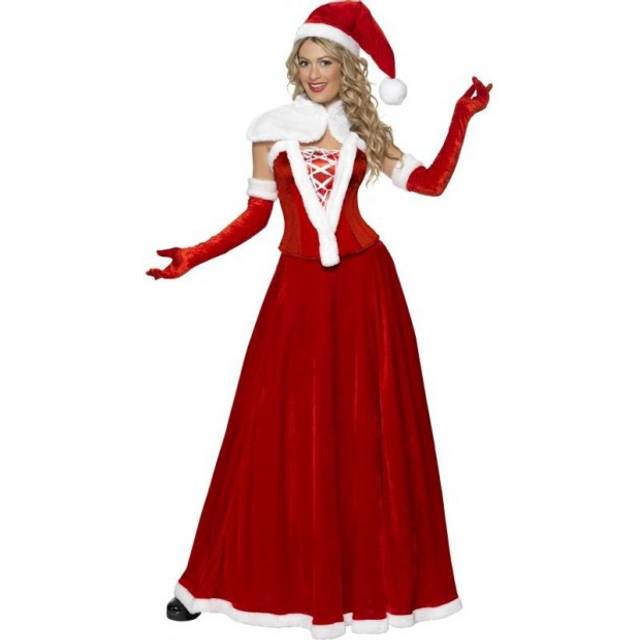 Smiffy's Women's Luxury Miss Santa Costume, Hat, Cape, Corset, Skirt & Gloves, -  dress santa costume christmas fancy miss luxury ladies outfit