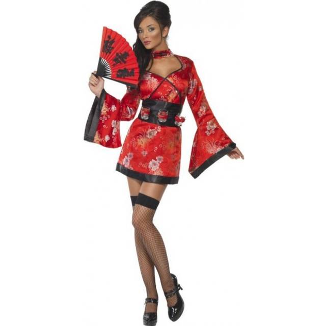 Medium Geisha Costume With Shot Glass Belt -  ladies geisha costume fancy dress girl outfit sexy vodka japanese
