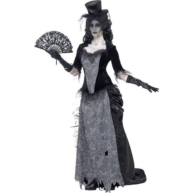 Smiffy's Adult Women's Ghost Town Black Widow Costume, Top, Skirt And Hat, -