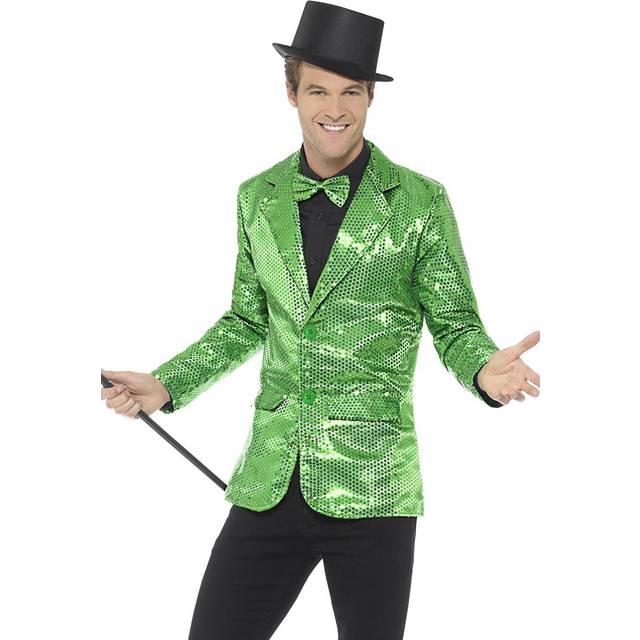 Smiffy's 43134m Sequin Men's Jacket (medium) - Mens Fancy Dress Adults Costume -  sequin jacket mens fancy dress adults costume green cabaret