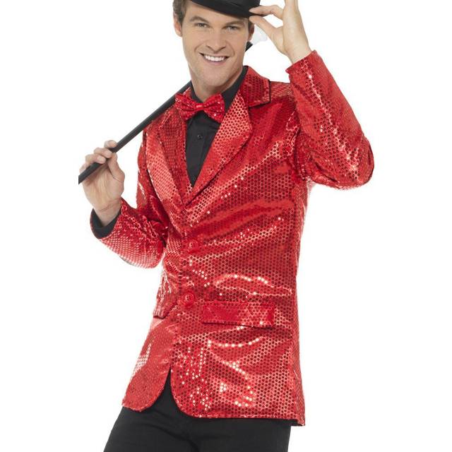 Smiffy's 46983l Red Men's Sequin Jacket -  sequin jacket mens fancy dress adults costume red cabaret carnival circus coat jazz celebrity showtime