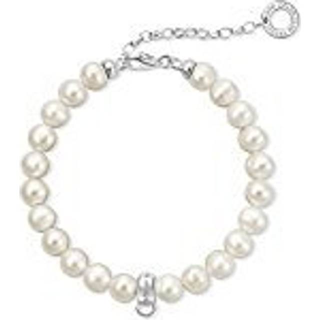 Thomas Sabo Charm bracelet pearls white X0225-082-14-L18,5V - silver-coloured/white - 18,5 cm
