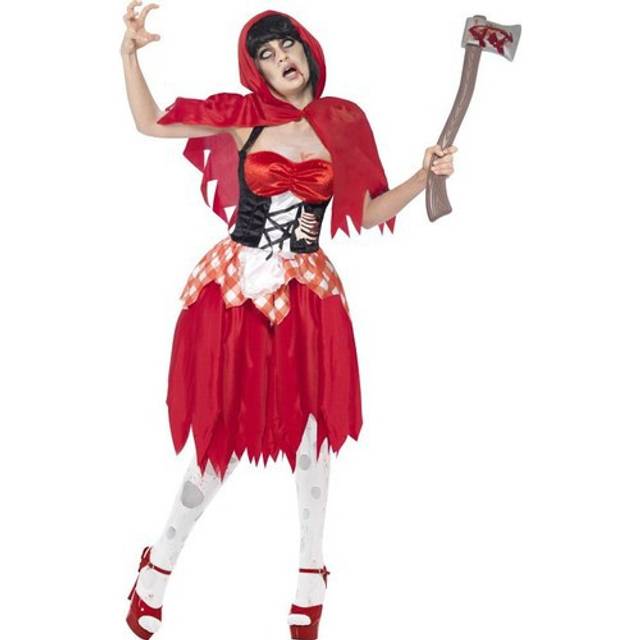 Red Riding Hood Zombie Ladies Fancy Dress Halloween Fairy Tale Horror Costume