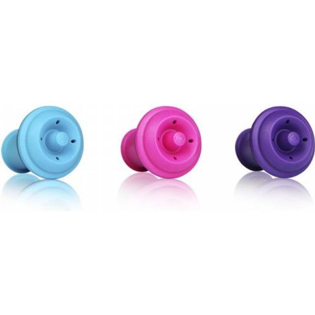 Wine Saver Vacuum Stoppers, Set of 3 - Purple / Blue / Pink