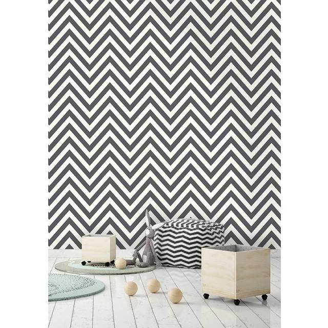 Holden Decor Make Believe Chevron Black White Wallpaper 12574