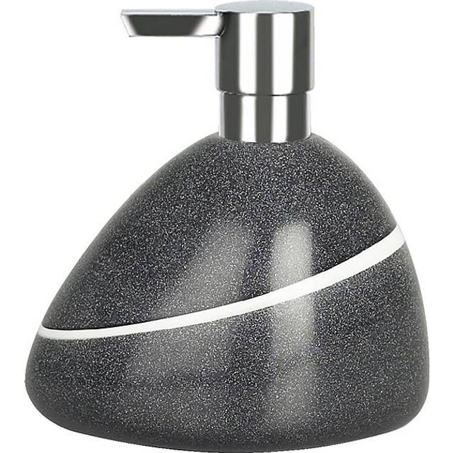 Etna Stone Soap Dispenser Polyresin Black White Stone Effect Height 14.5 cm x Width 13 cm