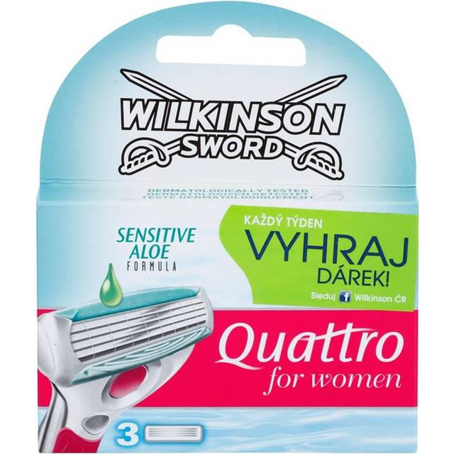 Wilkinson Sword Quattro för kvinnor känsliga rakblad, för rakapparat för kvinnor, 3 stycken