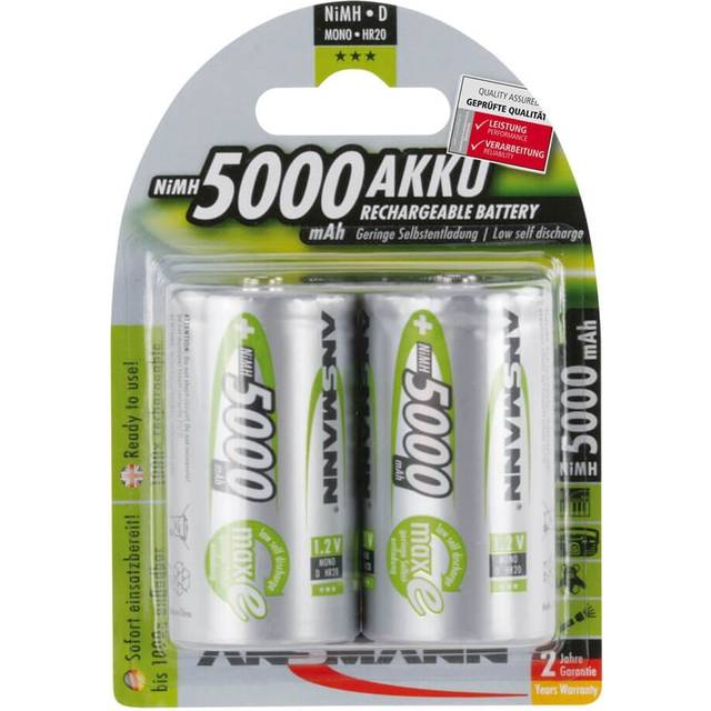 Ansmann Max-E D HR20 5000mAh Pre-Charged Rechargeable Batteries 2 Pack