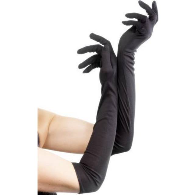 Long black fancy dress gloves 52cm