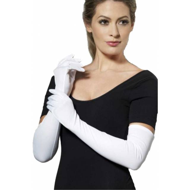 Smiffys Female Gloves - White -  gloves long white fancy dress ladies 20s flapper smiffys opera