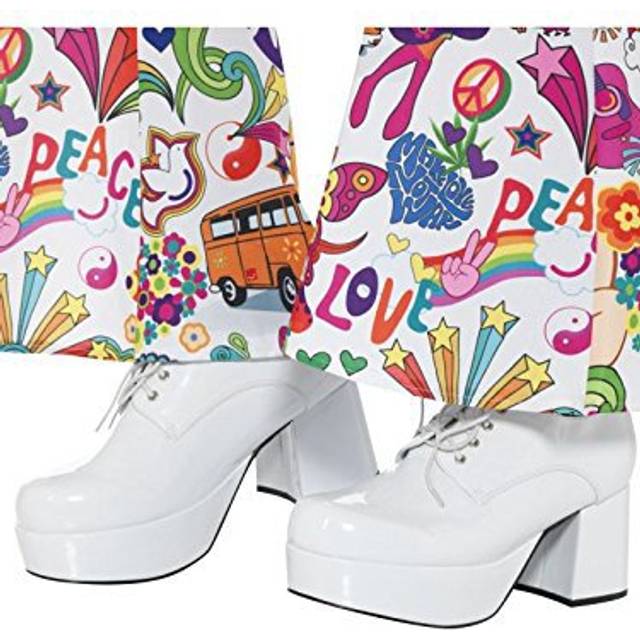 Smiffy's 43074m 70's Men's Platform Shoe (uk 9/us 10) -  mens 1970s platform shoes adults 1960s hippie fancy dress accessory retro hippy