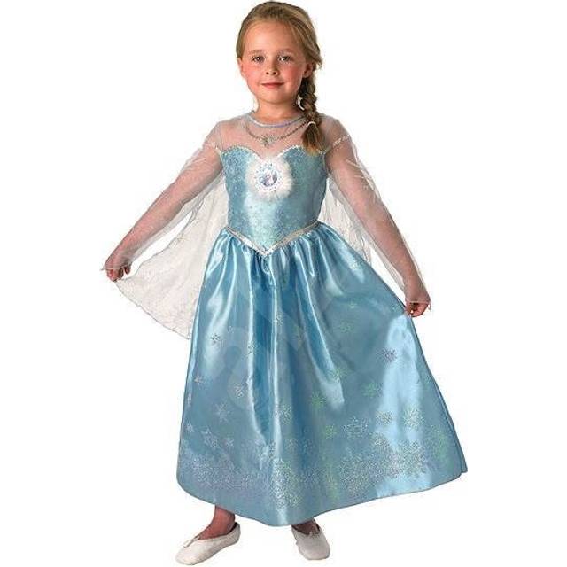 Girls deluxe frozen elsa fancy dress costume official disney age 7-8