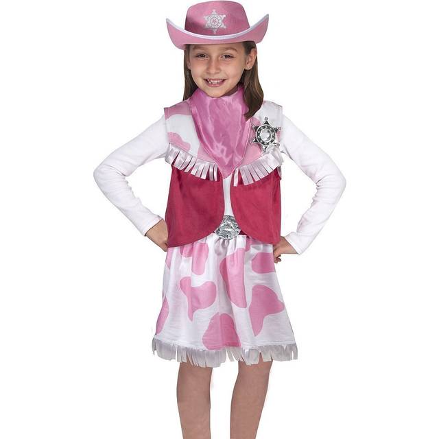 Melissa & Doug Cowgirl Role Play Costume Set (5pcs) - Skirt  Hat  Vest  Badge  Scarf Pink  Child 3-6