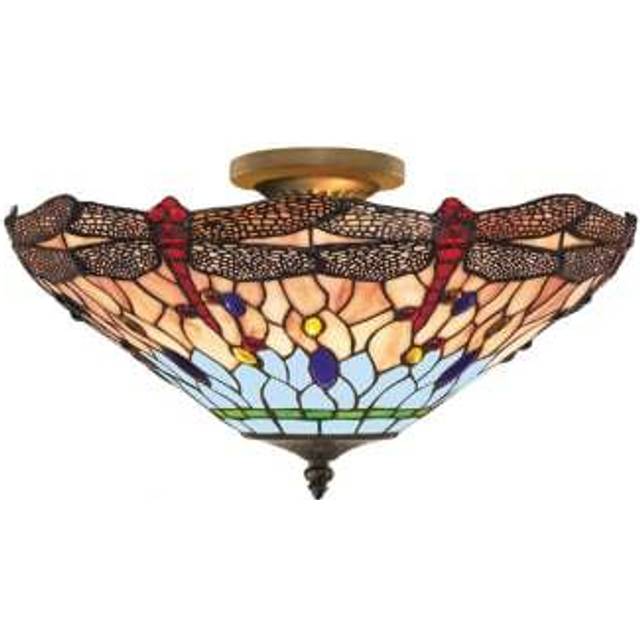 Searchlight 1289-16 Dragonfly - 1 Light Semi Flush Ceiling Antique Bra