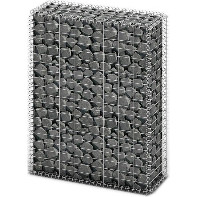vidaXL Gabion Basket with Lids Galvanised Wire 100 x 80 x 30 cm - Silver