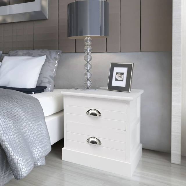 vidaXL French Bedside Cabinets 2 pcs White