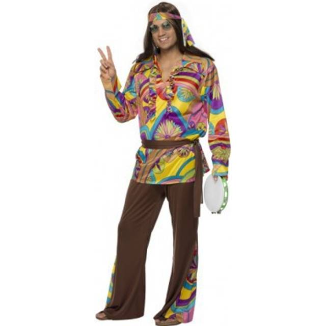 Smiffy's Adult Men's Psychedelic Hippie Man Costume, Trousers, Shirt, Headband -  costume hippie psychedelic man mens fancy dress 60s adult 1960s