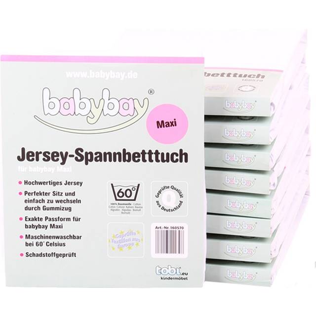 Babybay - Babybay - Jersey Cover - Sänglakan - Deluxe - Maxi - 89 x 50 x 5 cm