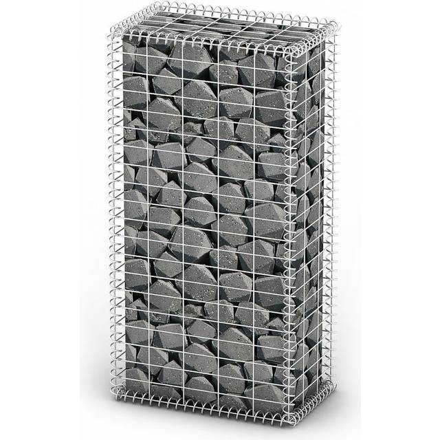 vidaXL Gabion Basket with Lids Galvanised Wire 100 x 50 x 30 cm - Silver