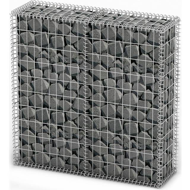 vidaXL Gabion Basket with Lids Galvanised Wire 100 x 100 x 30 cm - Silver