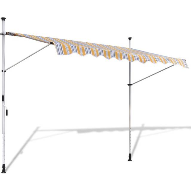 vidaXL Manual Retractable Awning 400cm Yellow and Blue Stripes Window Canopy