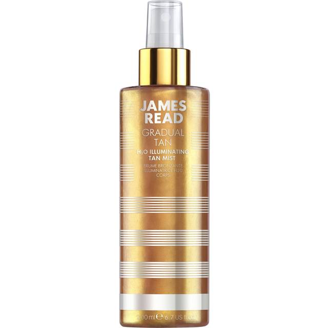 JAMES READ H20 Illuminating Tan Mist for Body 200 ml ljus/Medium Gradual Self Tan Natural Golden Glow Rose Tanning Mist Infused med 24K guld lämplig för alla hudtoner