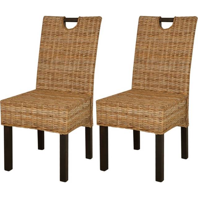 vidaXL Dining Chair 2 pcs Kubu Rattan Mango Wood - Brown