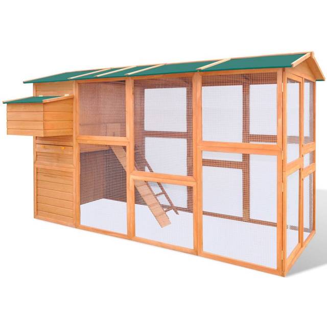 vidaXL Chicken Coop Wood 295x163x170 cm - Brown