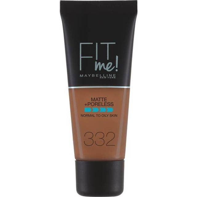 Maybelline Fit me! MATTE&PORELESS Make-up Nr. 332 Golden Caramel, flytande makeup, anpassar sig till huden, fuktighetsgivande, matterad, lätt till medelstor täckkraft, 30 ml