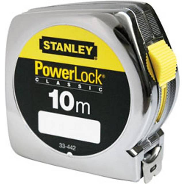 "Stanley 1-33-442"" Powerlock Tape Measure with End Hook Without Hole, Silver, 10 m/25 mm"