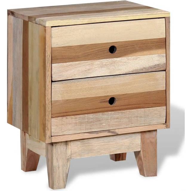 vidaXL Bedside Cabinet Solid Reclaimed Wood - Beige