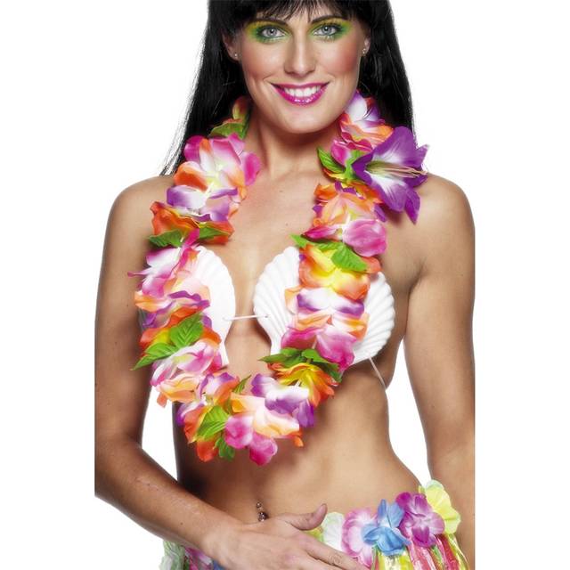 Smiffy's Hawaiian Lei With Large Bright Flowers - Multi-colour -  hawaiian lei fancy dress garland luau hula ladies accessory costume beach party set