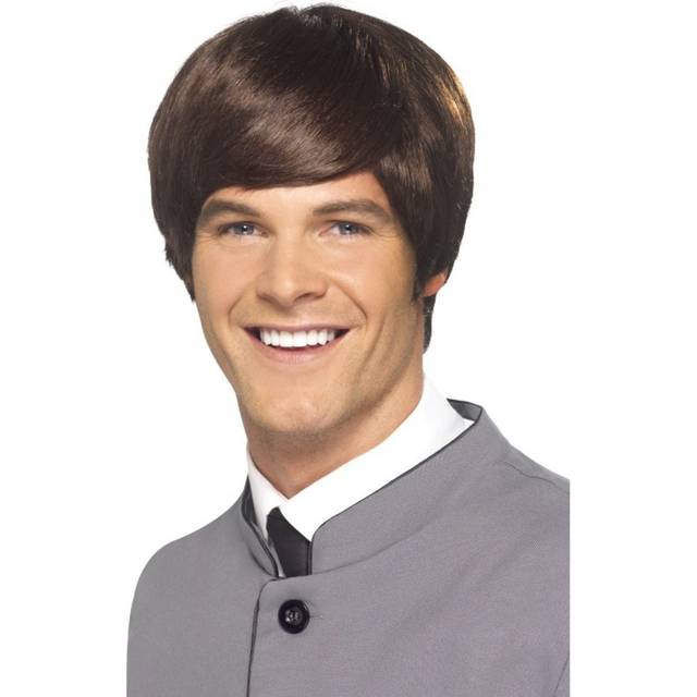1960's 1970's sgt pepper short mod brown beatles style wig fancy dress